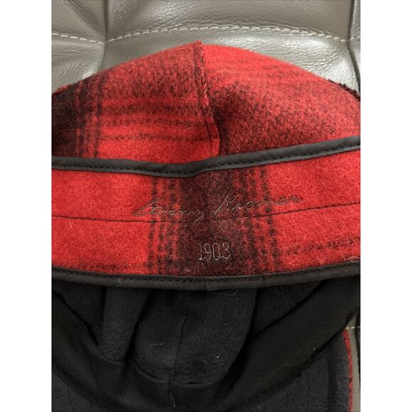 Stormy Kromer Original Wool Cap Hat 7 1/8 Red Black Buffalo Plaid Made in USA - Picture 3 of 4